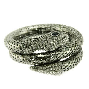 Serpenti Dark Grey Metal Snake Crystal Bracelet